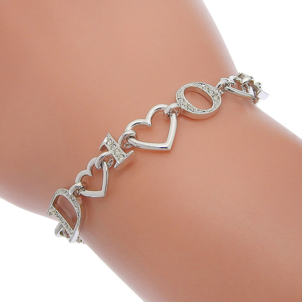 DIOR Silver Heart Charm Bracelet